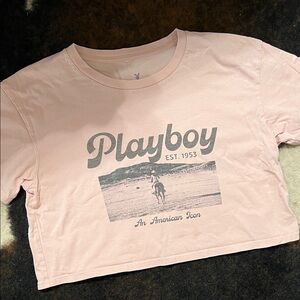 VNTG PLAYBOY Pale Pink Crop Tee